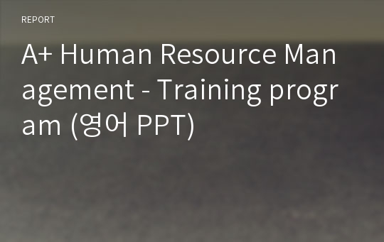 A+ Human Resource Management - Training program (영어 PPT)