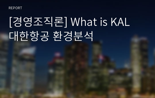 [경영조직론] What is KAL 대한항공 환경분석