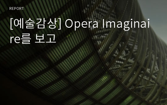 [예술감상] Opera Imaginaire를 보고