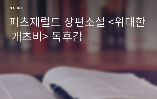 피츠제럴드 장편소설 &lt;위대한 개츠비&gt; 독후감