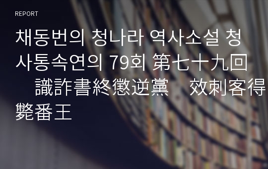 채동번의 청나라 역사소설 청사통속연의 79회 第七十九回　識詐書終懲逆黨　效刺客得斃番王