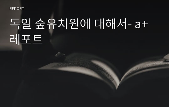 독일 숲유치원에 대해서- a+ 레포트