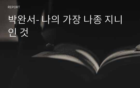 박완서- 나의 가장 나종 지니인 것