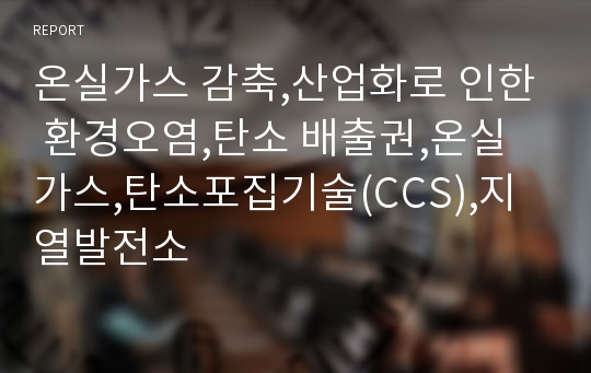 온실가스 감축,산업화로 인한 환경오염,탄소 배출권,온실가스,탄소포집기술(CCS),지열발전소