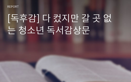 [독후감] 다 컸지만 갈 곳 없는 청소년 독서감상문