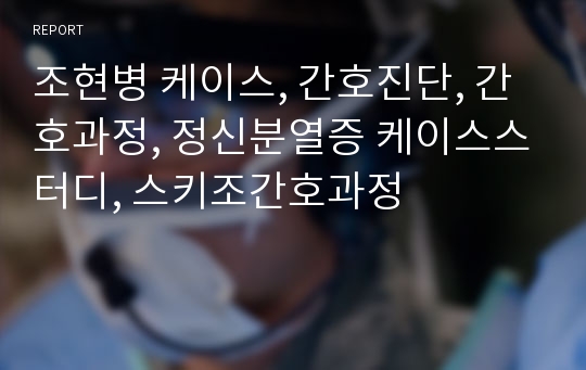 조현병 케이스, 간호진단, 간호과정, 정신분열증 케이스스터디, 스키조간호과정