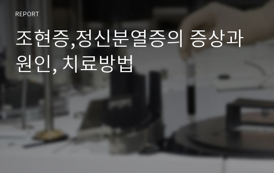 조현증,정신분열증의 증상과 원인, 치료방법