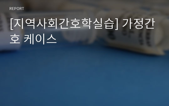 [지역사회간호학실습] 가정간호 케이스