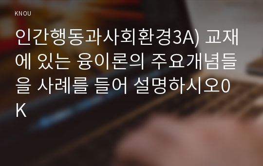 인간행동과사회환경3A) 교재에 있는 융이론의 주요개념들을 사례를 들어 설명하시오0K