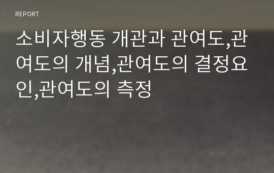 소비자행동 개관과 관여도,관여도의 개념,관여도의 결정요인,관여도의 측정