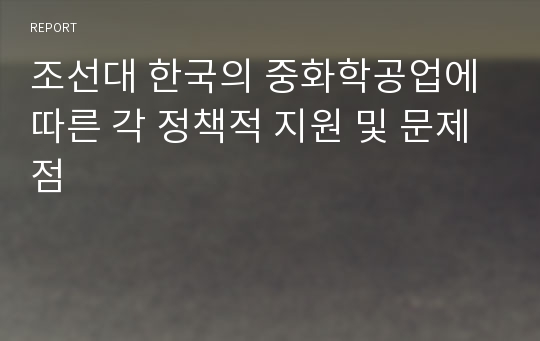 조선대 한국의 중화학공업에 따른 각 정책적 지원 및 문제점