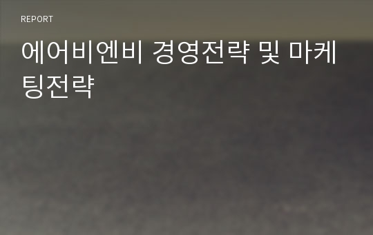 에어비엔비 경영전략 및 마케팅전략