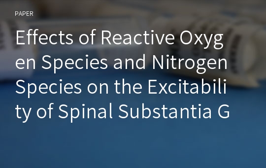 Effects of Reactive Oxygen Species and Nitrogen Species on the Excitability of Spinal Substantia Gelatinosa Neurons
