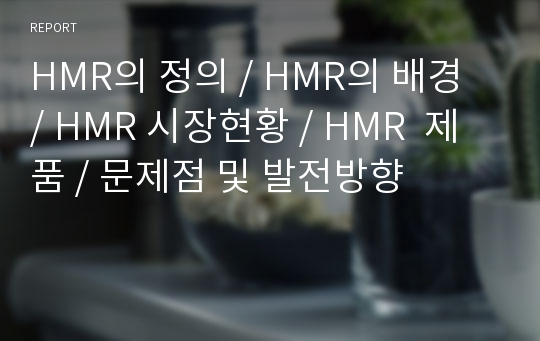 HMR의 정의 / HMR의 배경  / HMR 시장현황 / HMR  제품 / 문제점 및 발전방향