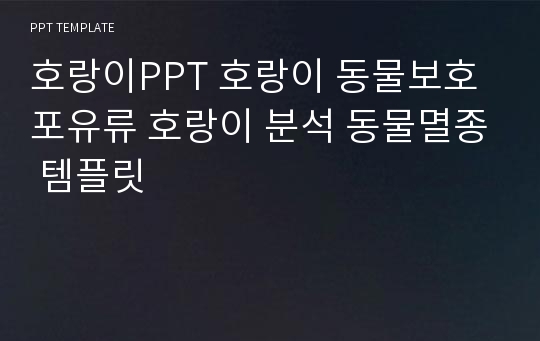 호랑이PPT 호랑이 동물보호 포유류 호랑이 분석 동물멸종 템플릿