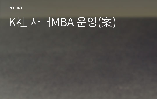 K社 사내MBA 운영(案)