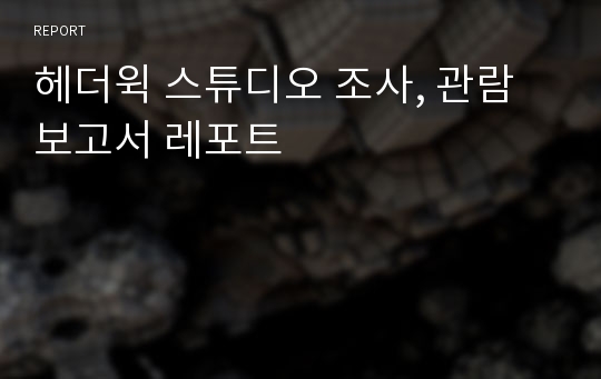 헤더윅 스튜디오 조사, 관람보고서 레포트