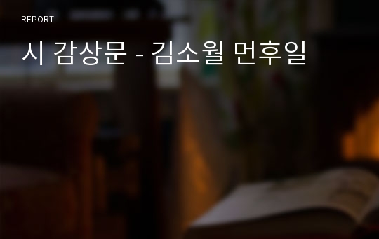 시 감상문 - 김소월 먼후일