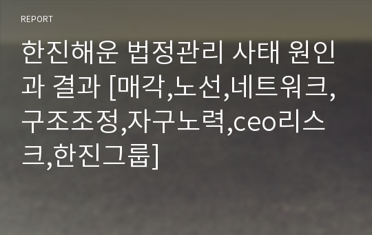 한진해운 법정관리 사태 원인과 결과 [매각,노선,네트워크,구조조정,자구노력,ceo리스크,한진그룹]