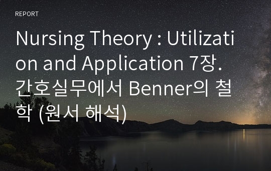 Nursing Theory : Utilization and Application 7장. 간호실무에서 Benner의 철학 (원서 해석)