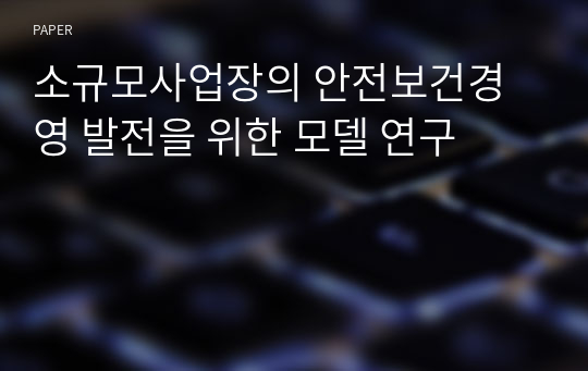 소규모사업장의 안전보건경영 발전을 위한 모델 연구