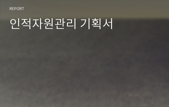 인적자원관리 기획서