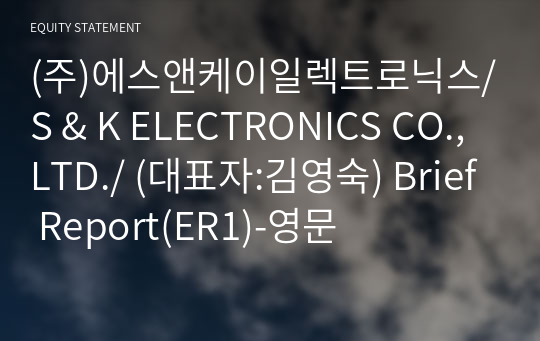 (주)에스앤케이일렉트로닉스/S &amp; K ELECTRONICS CO.,LTD./ Brief Report(ER1)-영문