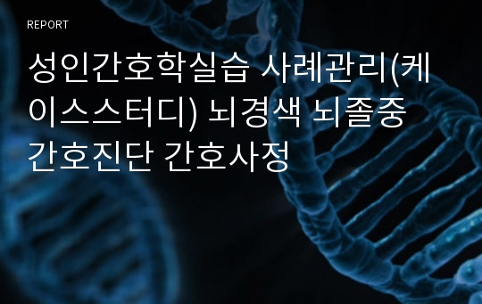 성인간호학실습 사례관리(케이스스터디) 뇌경색 뇌졸중 간호진단 간호사정