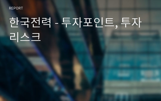 한국전력 - 투자포인트, 투자리스크