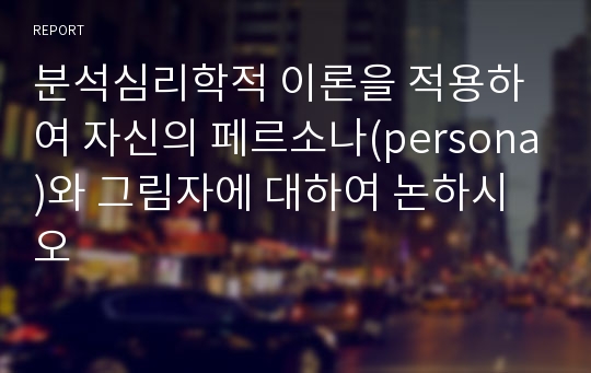 분석심리학적 이론을 적용하여 자신의 페르소나(persona)와 그림자에 대하여 논하시오