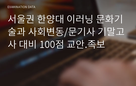 서울권 한양대 이러닝 문화기술과 사회변동/문기사 기말고사 대비 100점 교안.족보