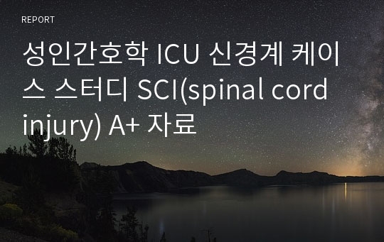 성인간호학 ICU 신경계 케이스 스터디 SCI(spinal cord injury) A+ 자료