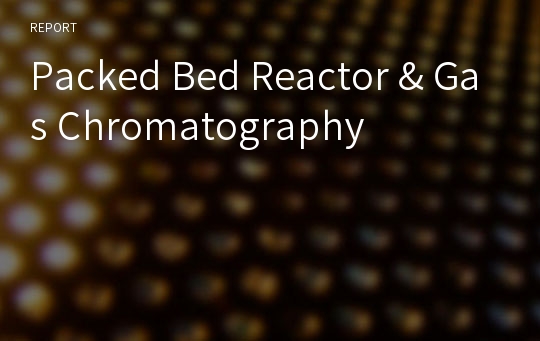 Packed Bed Reactor &amp; Gas Chromatography