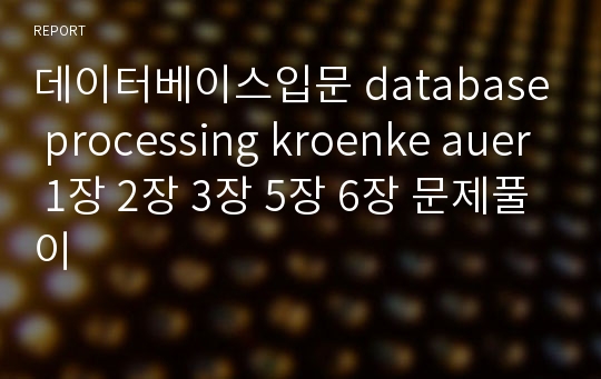 데이터베이스입문 database processing kroenke auer 1장 2장 3장 5장 6장 문제풀이