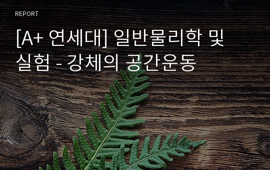 [A+ 연세대] 일반물리학 및 실험 - 강체의 공간운동