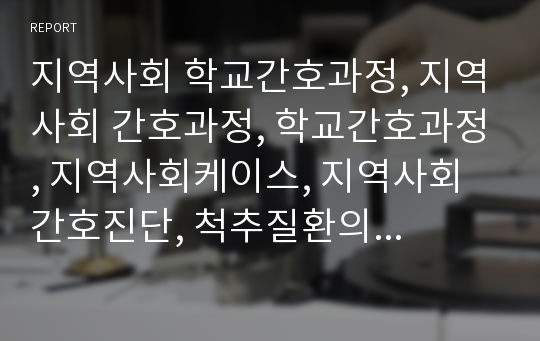 지역사회 학교간호과정, 지역사회 간호과정, 학교간호과정, 지역사회케이스, 지역사회 간호진단, 척추질환의 위험성, 영양불균형 위험성, 교내 신체손상위험성, 교외 사고위험성, 소음으로 인한 부적절한 학습환경