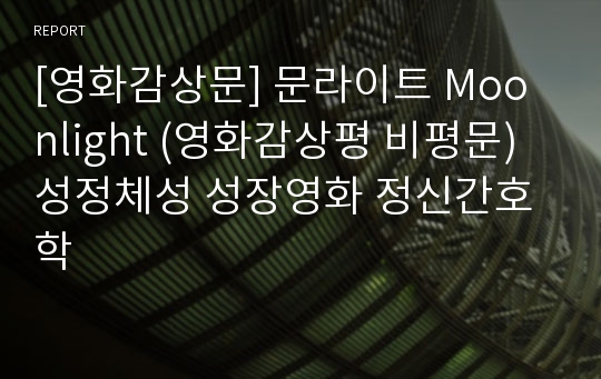[영화감상문] 문라이트 Moonlight (영화감상평 비평문) 성정체성 성장영화 정신간호학