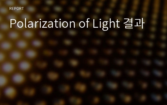 Polarization of Light 결과