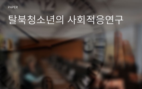 탈북청소년의 사회적응연구