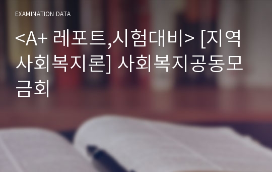 &lt;A+ 레포트,시험대비&gt; [지역사회복지론] 사회복지공동모금회