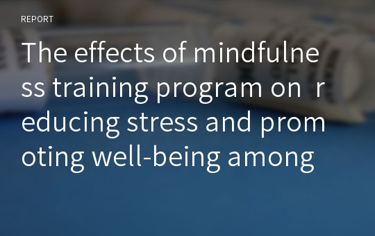 The effects of mindfulness training program on  reducing stress and promoting well-being among nurses in critical care units 영어논문 해석 요약 및 번역