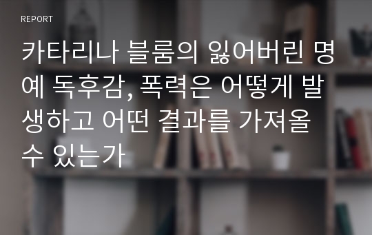 카타리나 블룸의 잃어버린 명예 독후감, 폭력은 어떻게 발생하고 어떤 결과를 가져올 수 있는가