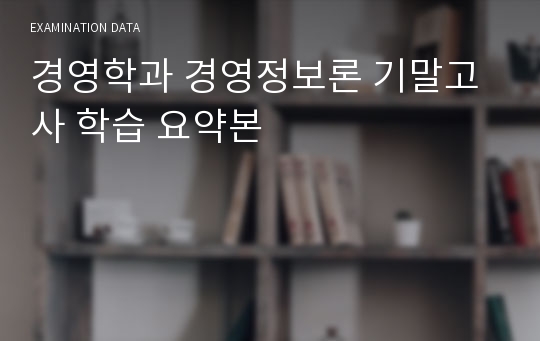 경영학과 경영정보론 기말고사 학습 요약본