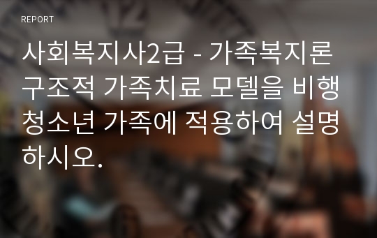 사회복지사2급 - 가족복지론 구조적 가족치료 모델을 비행청소년 가족에 적용하여 설명하시오.