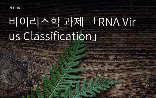 바이러스학 과제 「RNA Virus Classification」