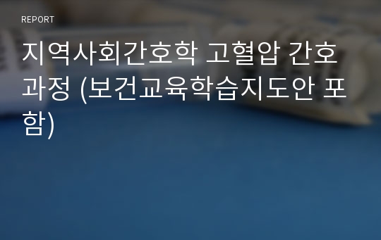 지역사회간호학 고혈압 간호과정 (보건교육학습지도안 포함)