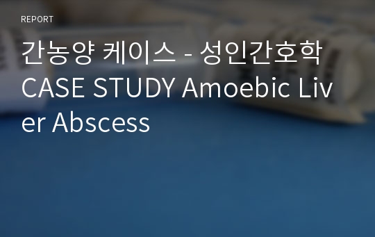 간농양 케이스 - 성인간호학 CASE STUDY Amoebic Liver Abscess