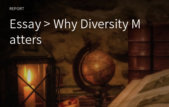 Essay &gt; Why Diversity Matters
