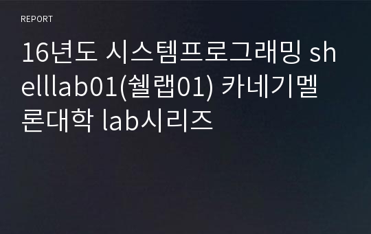 16년도 시스템프로그래밍 shelllab01(쉘랩01) 카네기멜론대학 lab시리즈