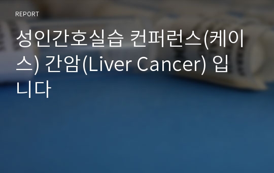 성인간호실습 컨퍼런스(케이스) 간암(Liver Cancer) 입니다
